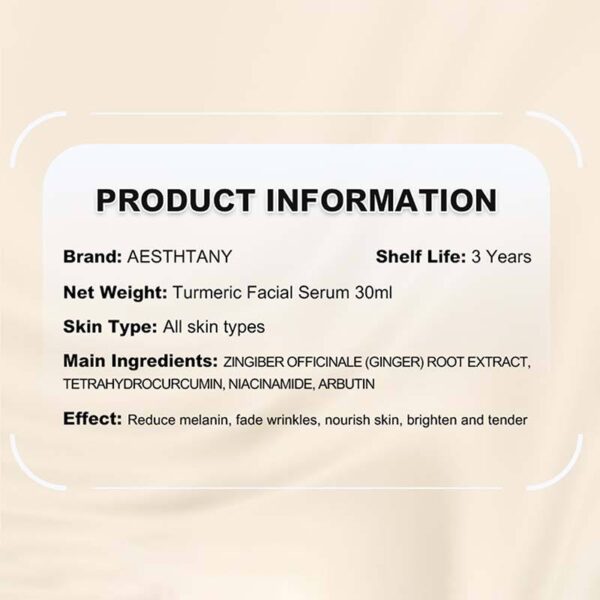 AESTHTANY Skincare Supplier Dark Spot Serum Oil Anti-Aging Lighten Skin Turmerik Turmeric Serum - Image 10